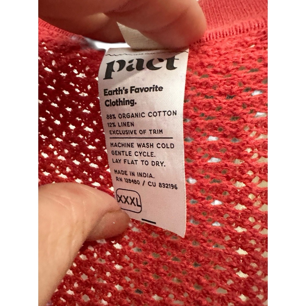 Pact Red Open-Knit Collared Tunic Top - Picture 3 of 7